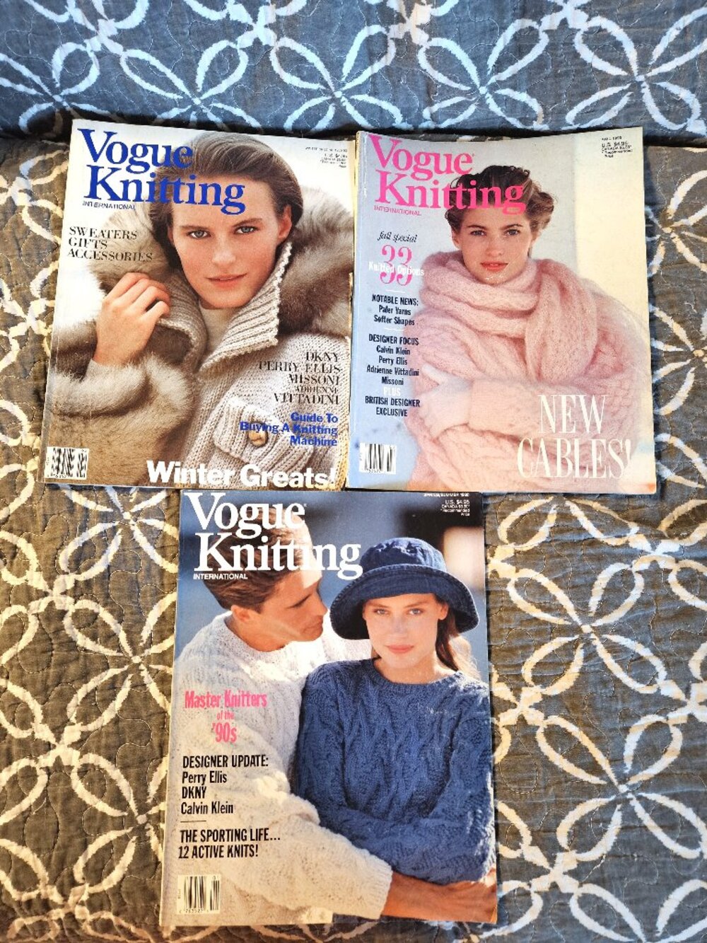 Bundle of 3 Vintage 1989 to 90 Vogue Knitting Magazines
